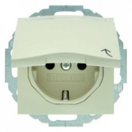 47468982 Штепсельная розетка SCHUKO с откидной крышкой и полем для надписи цвет: белый, с блеском S.1 Berker