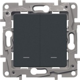 672604 Выключатель двухклавишный с подсветкой/индикацией - автоматические клеммы - Etika - 10 AX - 250 В~ - антрацит Legrand