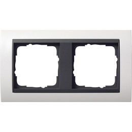 0212808 Рамка Event Белый глянцевый / Черный 2-постовая Gira