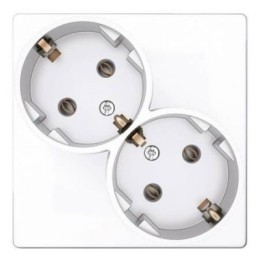 2450459-030 Розетка 2х2К+З Schuko без штор, бел Simon 24
