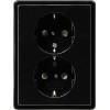 078347 Двойная розетка с заземляющими контактами в комплекте с рамкой Черный Gira S-color