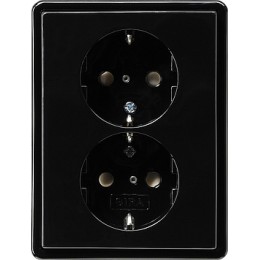 078347 Двойная розетка с заземляющими контактами в комплекте с рамкой Черный Gira S-color