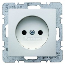 6167038989 Штепсельная розетка без защитного контакта цвет: полярная белизна, с блеском S.1/B.3/B.7 Glas Berker