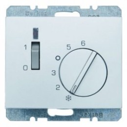 20307104 Регулятор температуры помещения с размыкающим контактом, центральной панелью, одноклавишным выключателем и светодиодом цвет: стальной, лак K.5 Berker