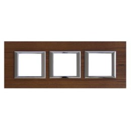 HA4802M3HLTK Рамка Axolute Квадрат Тиковое дерево 2+2+2 модуля Bticino