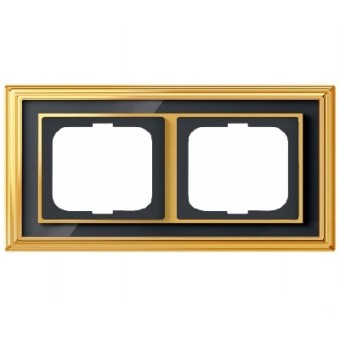 1722-835-500 Рамка Dynasty Латунь полированная черное стекло 2-постовая ABB