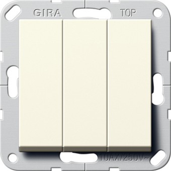 284401 Выключатель 3-клавишный 1-полюсный 10А/250В (кнопочный) с винт. клеммами Кремовый Gira