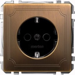 MTN2000-4143 Механизм розетки без заземл.контакта со шторками , антрацитт. латунь Merten