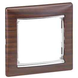 770371 Рамка Valena Темное дерево / Серебро 1-постовая Legrand