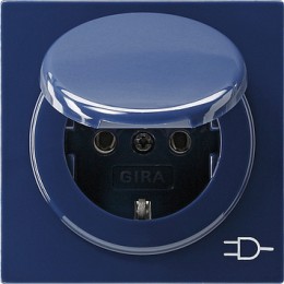 045446 Розетка с заземляющими контактами и крышкой Синий Gira S-color