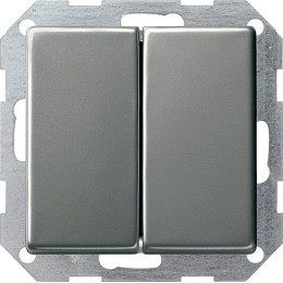 286020 2-х клавишный выключатель с самовозвратом вертикальный Сталь Gira E22