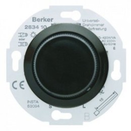 283411 Универсальный поворотный диммер с "Soft"-регулировкой, центральной панелью цвет: черный, с блеском серия 1930, Glasserie, Palazzo Berker