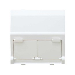 27086-35 Адаптер со шторками на 2 коннектора AMP (UTP, FTP), SYSTYMAX (RJ12, UTP), широкий модуль, Simon 27, белый