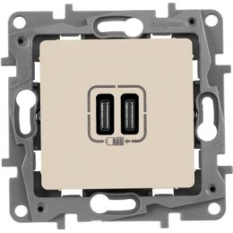 672235 Зарядное устройство с двумя USB-разьемами тип C-тип С 240В/5В 3000мА - Etika - Цвет Белый Legrand