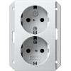 273503 Двойная розетка с заземляющими контактами для 1,5-местной коробки скрытого монтажа с защитой от детей белый глянец Белый Gira