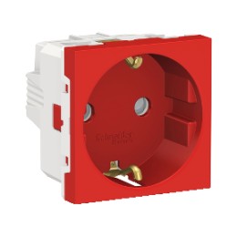 NU303703 Розетка с заземл., со шторк., винт. зажим, 16А, 250В, 2 мод Красный Schneider Electric