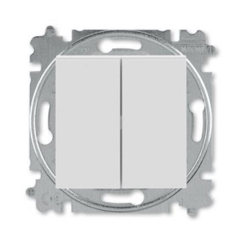 Выключатель кнопочный двухклавишный ABB Levit серый / белый 3559H-A87445 16W 2CHH598745A6016