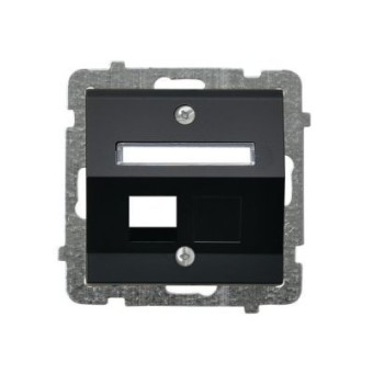 Ospel Sonata Черный металлик Накладка компьютерной розетки наклонной 1-й, без рамки GPK-1RS/p/33