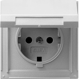 045465 Розетка с заземляющими контактамии крышкой Алюминий Gira TX44