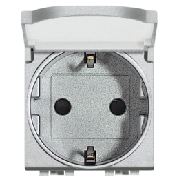 NT4141PW LivingLight Розетка 2К+З с крышкой, алюминий Bticino