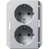273126 Двойная розетка с заземляющими контактами для 1-местной коробки скрытого монтажа с защитой от детей Алюминий Gira
