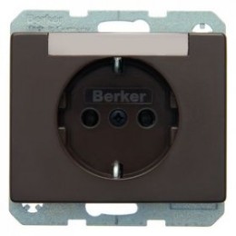 47390001 Штепсельная розетка SCHUKO с полем для надписей цвет: коричневый, с блеском Arsys Berker