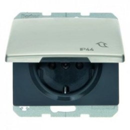 47581004 Штепсельная розетка SCHUKO с откидной крышкой цвет: нержавеющая сталь Arsys IP 44 Berker