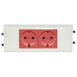 077422 Mosaic Розетка DLP немецкий стандарт 2Х2к+З красная с механической блокировкой Legrand