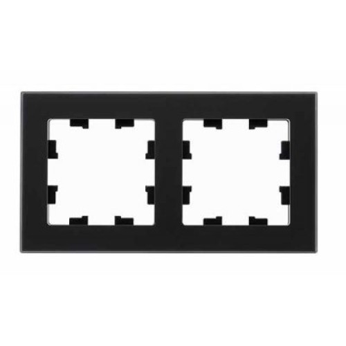 ATN331002 Рамка двойная Schneider Electric Atlasdesign Nature, матовое черное стекло