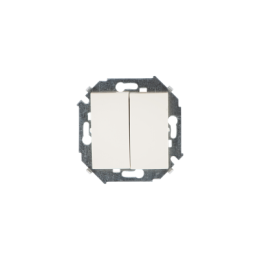 1591397-031 Выключатель двухклавишный проходной, 16А 250В, винтовой зажим, слоновая кость Simon 15