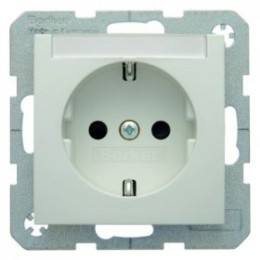 47498989 Штепсельная розетка SCHUKO с полем для надписей цвет: полярная белизна, с блеском S.1/B.3/B.7 Glas Berker