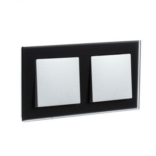 ATN321002 Рамка двойная Schneider Electric Atlasdesign Nature, черное стекло