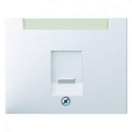 11707009 Центральная панель с заслонкой от пыли и полем для надписи цвет: полярная белизна, с блеском K.1 Berker