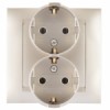 1590459-034 Розетка двойная с заземлением Schuko, 16А 250В, винтовой зажим, шампань Simon 15