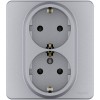 Розетка 2 x 2К+З - немецкий стандарт - 16 А - 250 В Алюминий Legrand INSPIRIA 673752