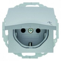 47441404 Штепсельная розетка SCHUKO с откидной крышкой цвет: алюминий, матовый B.1/B.7 Glas Berker