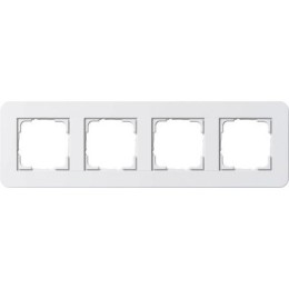 0214410	 Рамка с белой подложкой E3 Белый / Белый 4-постовая Gira