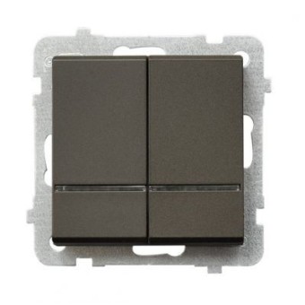 Ospel Sonata Шоколадный металлик Выключатель 2-клавишный с подсветкой, без рамки LP-2RS/m/40