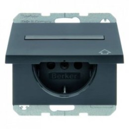 47527106 Штепсельная розетка SCHUKO с откидной крышкой и полем для надписи цвет: антрацит, матовый K.1 Berker
