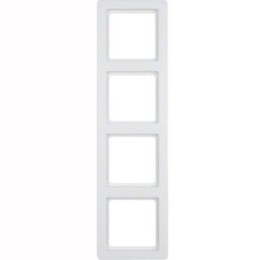 10146099 Рамка Q.3 Полярная белизна с эффектом бархата 4-постовая вертикальная Berker