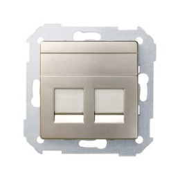 82006-34 Адаптер со шторками на 2 коннектора UTP (RJ45), FTP (RJ45), RJ12, AMP, S82, S82N, шампань Simon