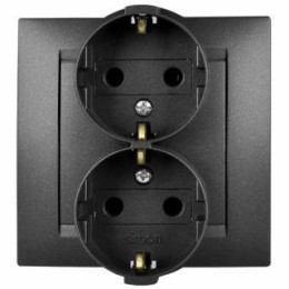 1590457-038 Розетка двойная без заземления, 16А 250В, винтовой зажим, графит Simon 15