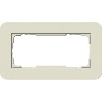 1002417	 Рамка с белой подложкой без перегородки E3 Песочный / Белый 2-постовая Gira