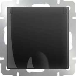 WL08-SKGSC-01-IP44 Розетка влагозащ. с зазем. с защит. крышкой и шторками  (черный матовый) Antik Werkel a029865