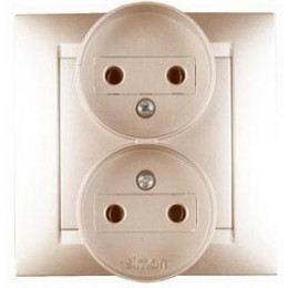 1590457-034 Розетка двойная без заземления, 16А 250В, винтовой зажим, шампань Simon 15