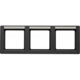 10236016 Рамка с полем для надписей Q.1 Антрацит с эффектом бархата 3-постовая Berker