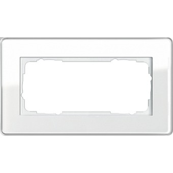 1002512 Рамка без перегородки Esprit Glass C Белое стекло 2-постовая Gira