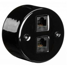 33708272 Розетка двойная компьютер + телефон RJ45+RJ11 накладной монтаж, черный фарфор Fontini DO 33708272 Розетка двойная компьютер + телефон RJ45+RJ11 накладной монтаж, черный фарфор Fontini DO