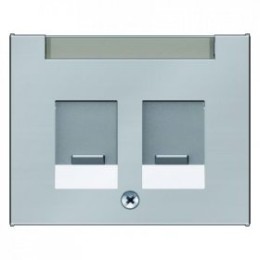 11827004 Центральная панель с заслонками от пыли и полем для надписи цвет: стальной, лак K.5 Berker