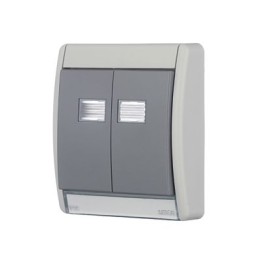 4400026-035 Рамка для двухклавишного выключателя + 2 клавиши с окном подсветки под механизмы S27, IP55, Simon 44 Aqua